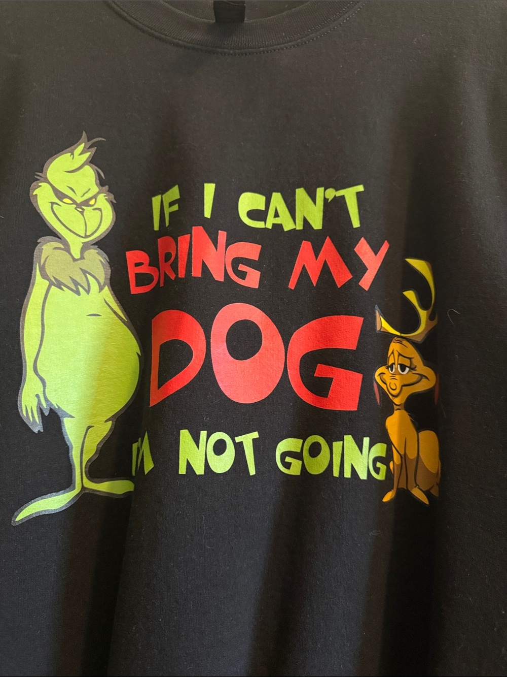 Gildan Black Sweatshirt with Neon Grinch & Dog Graphic - Picture 2 of 5